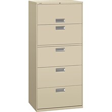HON Brigade 600 Series 5 Drawer Lateral File Cabinet, Letter, Putty, 30W (675L-L) NEXT2018 NEXT2Day