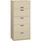 HON Brigade 600 Series 5 Drawer Lateral File Cabinet, Letter, Putty, 30"W (675L-L) NEXT2018 NEXT2Day