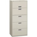 HON Brigade 600 Series 5 Drawer Lateral File Cabinet, Letter, Light Gray, 30W (675L-Q) NEXT2018 NEXT2Day