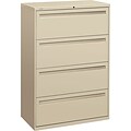HON Brigade® 700 Series Lateral File, 4-Drawer, 53-1/4Hx36Wx19-1/4D, Putty