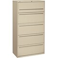 HON Brigade® 700 Series Lateral File, 5-Drawer, 67Hx36Wx19-1/4D, Putty