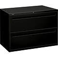 HON Brigade® 700 Series Lateral File, 2-Drawer, 28-3/8Hx42Wx19-1/4D, Black