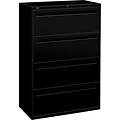 HON Brigade® 700 Series Lateral file, 4-Drawer, 53-1/4Hx36Wx19-1/4D, Black