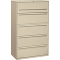 HON Brigade® 700 Series Lateral File, 5-Drawer, 67Hx42Wx19-1/4D, Putty