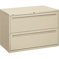 HON Brigade® 700 Series Lateral File, 2-Drawer, 28-3/8Hx42Wx19-1/4D, Putty