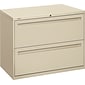 HON Brigade® 700 Series Lateral File, 2-Drawer, 28-3/8Hx36Wx19-1/4"D, Putty
