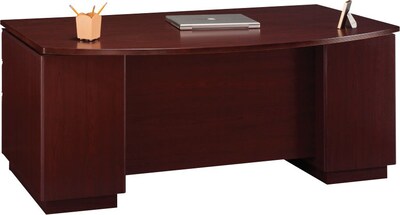 Bush Business Furniture Contemporary Collection, Harvest Cherry, 72 Bow Front Double Pedestal Desk, Installed (500-020-9000KFA)