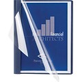 Oxford® Clear Front Report Covers with Linen Finish, Navy, 8 1/2 x 11, 25/Bx