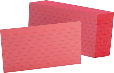 Oxford Lined Index Cards, 3 x 5, Cherry, 100 Cards/Pack (7321 CHE)