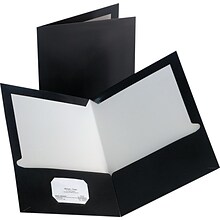 Staples® Two-Pocket Laminated Folders, Black, 10/Pack (13365-CC)