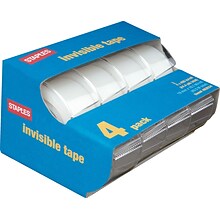 Staples® Invisible Tape Caddies, 3/4 x 11.1 yds, 4/Pack (52384-P4D)