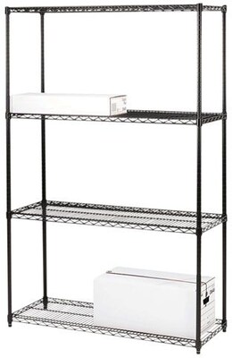 Lorell Rack with 4 Shelves/4 Posts, Black, 72H x 36W x 18D