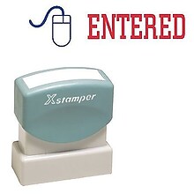 Xstamper 2-Color Title Stamps, ENTERED Blue/Red Ink (036031)