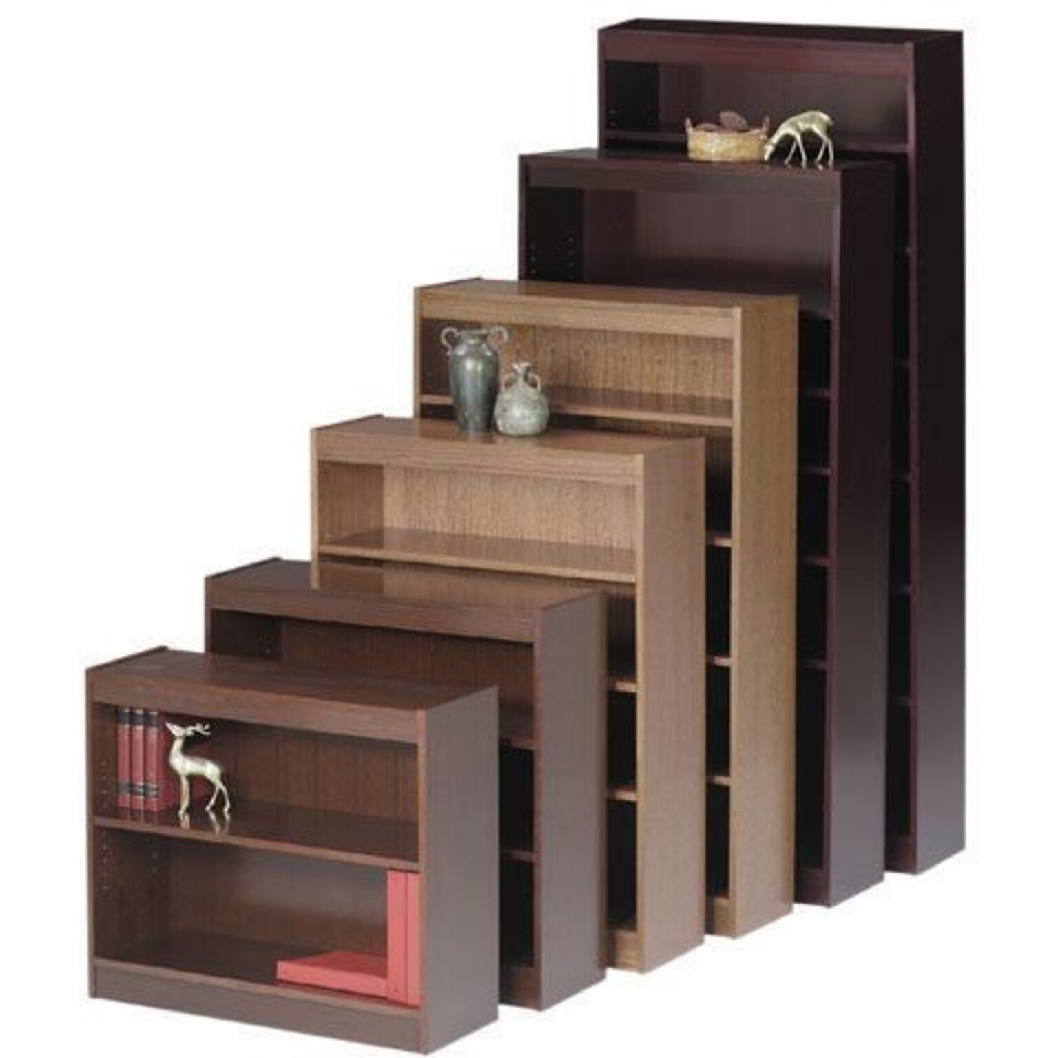 LLR Veneer Panel Bookcase, Mahogany, 3-Shelf, 48H x 36W x 12D