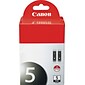 Canon 5 Black Standard Yield Ink Cartridge, 2/Pack (0628B009)