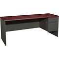 HON® 38000 Series Right Pedestal Credenza, Mahogany/Charcoal, 29 1/2H x 72W x 24D