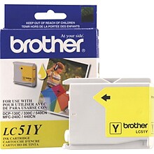 Brother LC51Y Yellow Standard Yield Ink Cartridge, Prints Up to 400 Pages