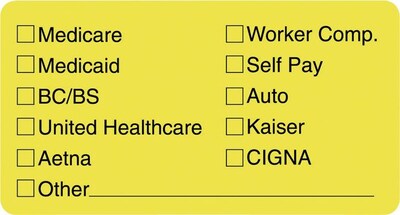 Tabbies® Insurance Labels, Insurance Coverage Provided, Yellow