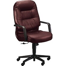 HON Pillow-Soft 2090 Executive/Office Chair, Leather, Burgundy, Seat: 22W x 18 1/2D, Back: 22W x