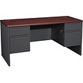 HON® 38000 Series Kneespace Credenza with Locks, Mahogany/Charcoal, 29 1/2H x 60W x 24D