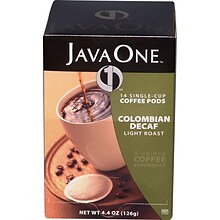 JavaOne Colombian Roast Decaf Coffee Packet, Light Roast, 3 oz., 14/Box (JTC30216)