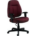 Global High-Back Fabric Task Chair, Adjustable Arms, Burgundy