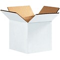 4Hx4Wx4L Single-Wall Cube Corrugated Boxes; White, 25 Boxes/Bundle
