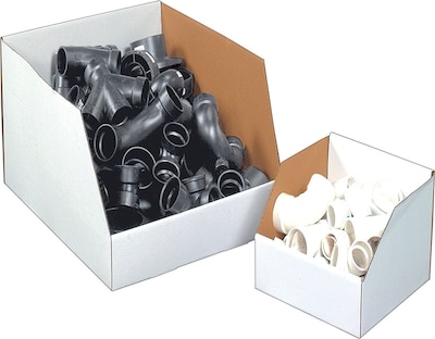 Quill Brand® Jumbo Open Top Corrugated Parts Bin Box, 8Hx8Wx12D, White, 25/PK