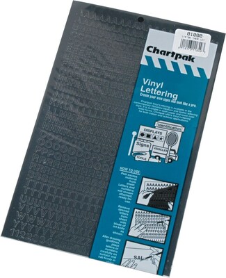 Chartpak 1/4 Self Adhesive Letters and Numbers, Black, 610/Pack (CHA01000)