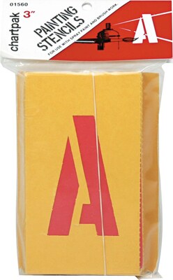 Chartpak Painting Stencil Numbers/Letters, 3, Yellow, (CHA01560)