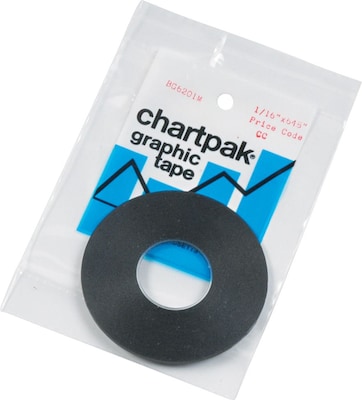 Chartpak Graphic Chart Tape, Matte Tape, Black, 1/16W x 648L