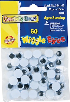 Chenille Kraft Company Round Wiggle Eyes, Black, 10 mm, 50/Pk