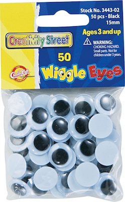 Chenille Kraft® Wiggle Eyes, Black, 15mm