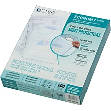 C-Line Top Load Sheet Protector, Standard Weight, Reduced Glare, 8-1/2 x 11, Clear, 200/Box (CLI62