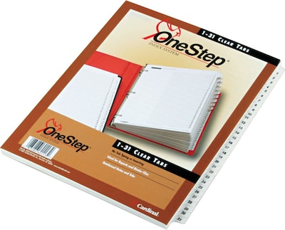 Cardinal® OneStep® Printable Table of Contents and Dividers, Daily - 1-31 Tabs, White, 1/St