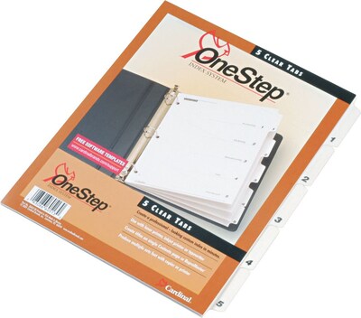 Cardinal® OneStep® Printable Table of Contents and Dividers, 5-Tab, White, 1/St