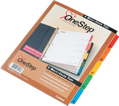 Cardinal® OneStep® Printable Table of Contents and Dividers, 5-Tab, Multicolor, 1/St