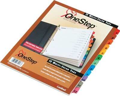 Cardinal® OneStep® Printable Table of Contents and Dividers, 12-Tab, Multicolor, 1/St