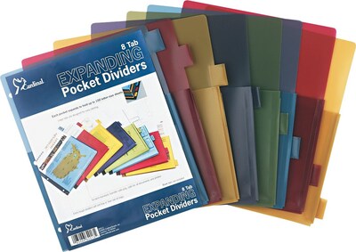 Cardinal® Poly Expanding Pocket Divider, Poly, 8-Tab, Multicolor, 1/Pk