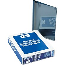 Oxford® Clear Front Report Covers with Linen Finish, Navy, 8 1/2 x 11, 25/Bx