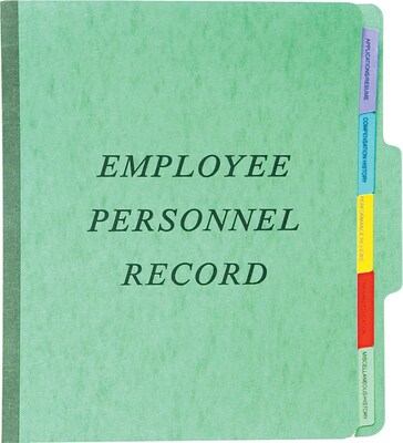 Esselte Pendaflex Top-Tab Classification Style Personnel Folders, Recycled, Green, 9 1/2 x 11 3/4