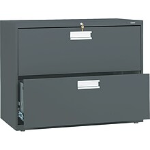 HON Brigade 600 Series Lateral File Cabinet, A4/Legal/Letter, 2-Drawer, Charcoal, 36W