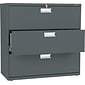 HON Brigade 600 Series Lateral File Cabinet, A4/Legal/Letter, 3-Drawer, Charcoal, 42"W NEXT2017 NEXT2Day
