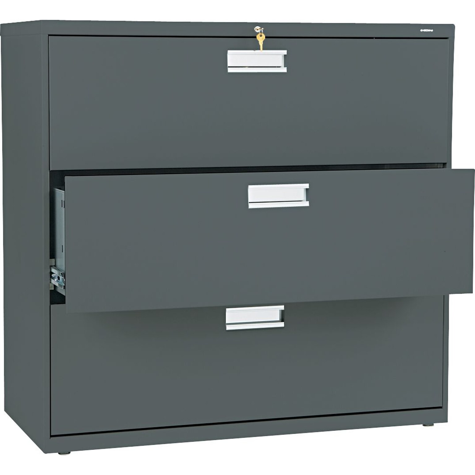 HON Brigade 600 Series Lateral File Cabinet, A4/Legal/Letter, 3-Drawer, Charcoal, 42W NEXT2017 NEXT2Day