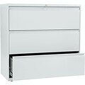 Hon® Brigade® 800 Series 3-Drawer Lateral File Cabinet, Light Gray, Legal (893LQ)