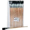 Leonard Long Handle Easel Brush; Natural Bristle, Flat, Natural Wood Colors, Size 22, 12/Pk