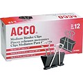 ACCO® Medium Binder Clips, Black, Dozen (A7072050B)