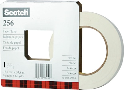 Scotch® White Paper Tape, 1/2 x 60 Yards, 3 Core (25612)