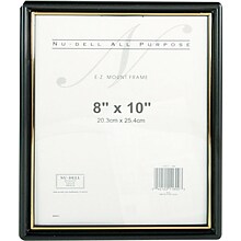 NuDell EZ Mount 8 x 10 Plastic Document Frame, Black with Gold Border  (11800)