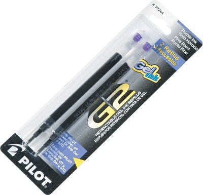 Pilot G2 Gel-Ink Pen Refill, Fine Tip, Purple Ink, 2/Pack (77244)